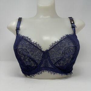 Victorias Secret Dream Angels Push Up No Padding Unlined Bra Blue Lace 34DDD